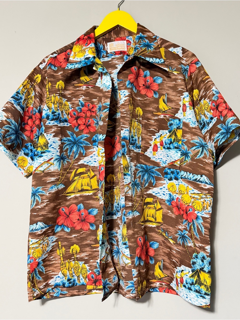 Vintage sears 70s Hawaiian Shirt Size L vacation resort